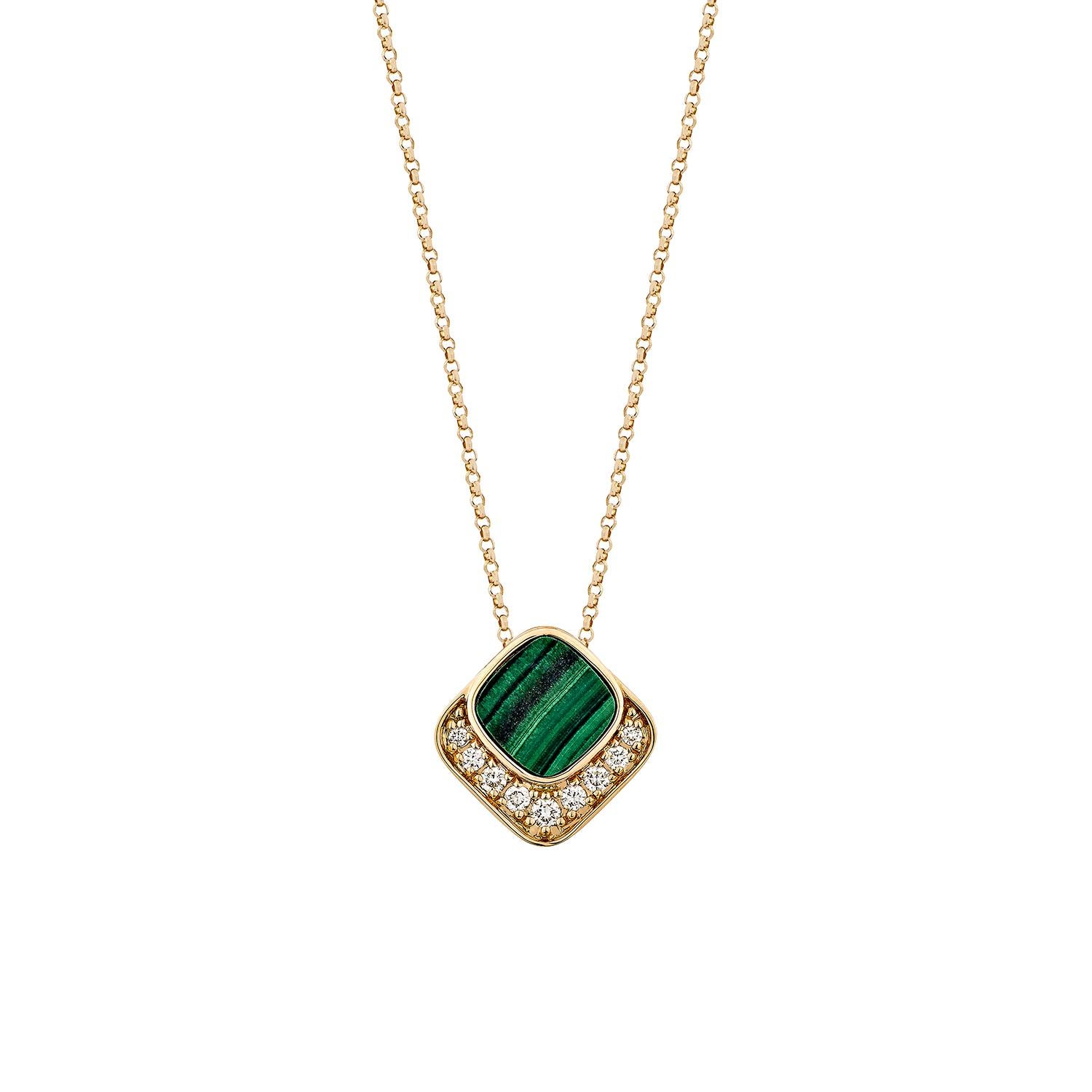 Contemporain Sunita Nahata Malachite 0.71 carats Pendentif 18 carats avec diamant blanc. en vente
