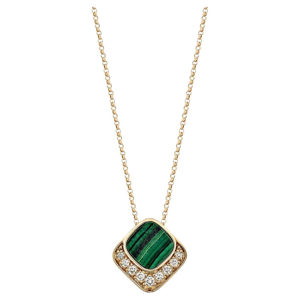 Sunita Nahata Malachite 0.71ct. Ciondolo in 18KRG con diamante bianco.