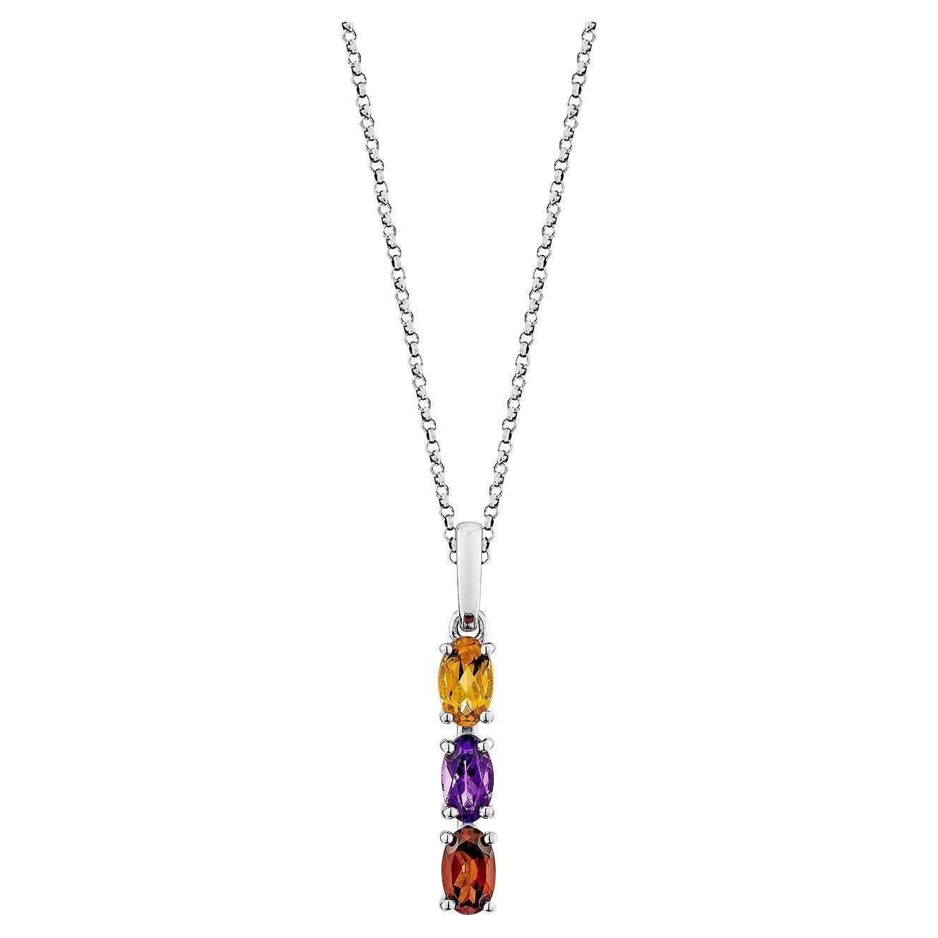 Sunita Nahata Citrine, Amethyst & Garnet 0.77ct. Pendant in 14KWG.