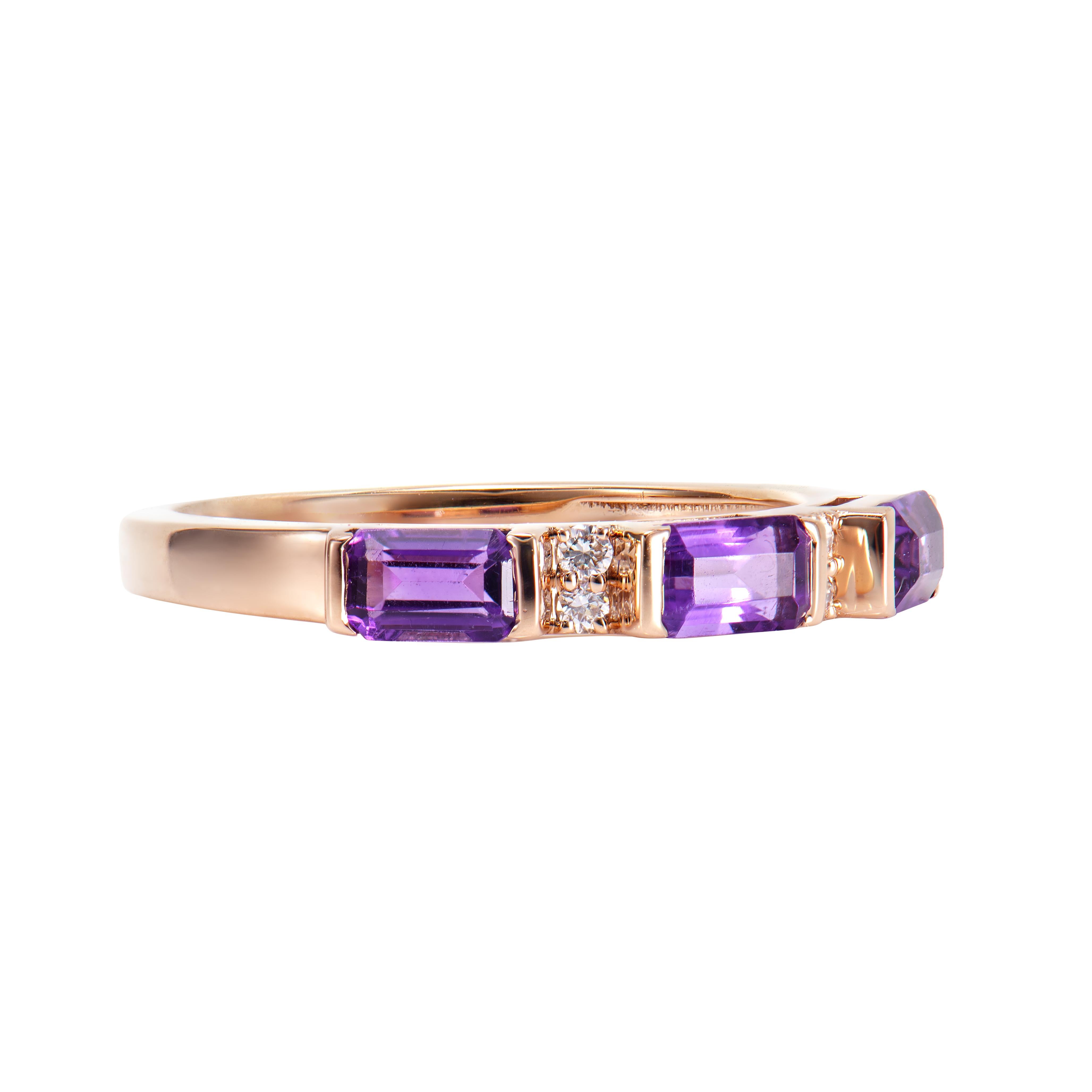 Presented A lovely set of Amethyst for people who value quality and want to wear it to any occasion or celebration. The Rose gold Amethyst ring adorned with diamonds offer a classic yet elegant appearance.

Amethyst Fancy Ring in 18KRG with