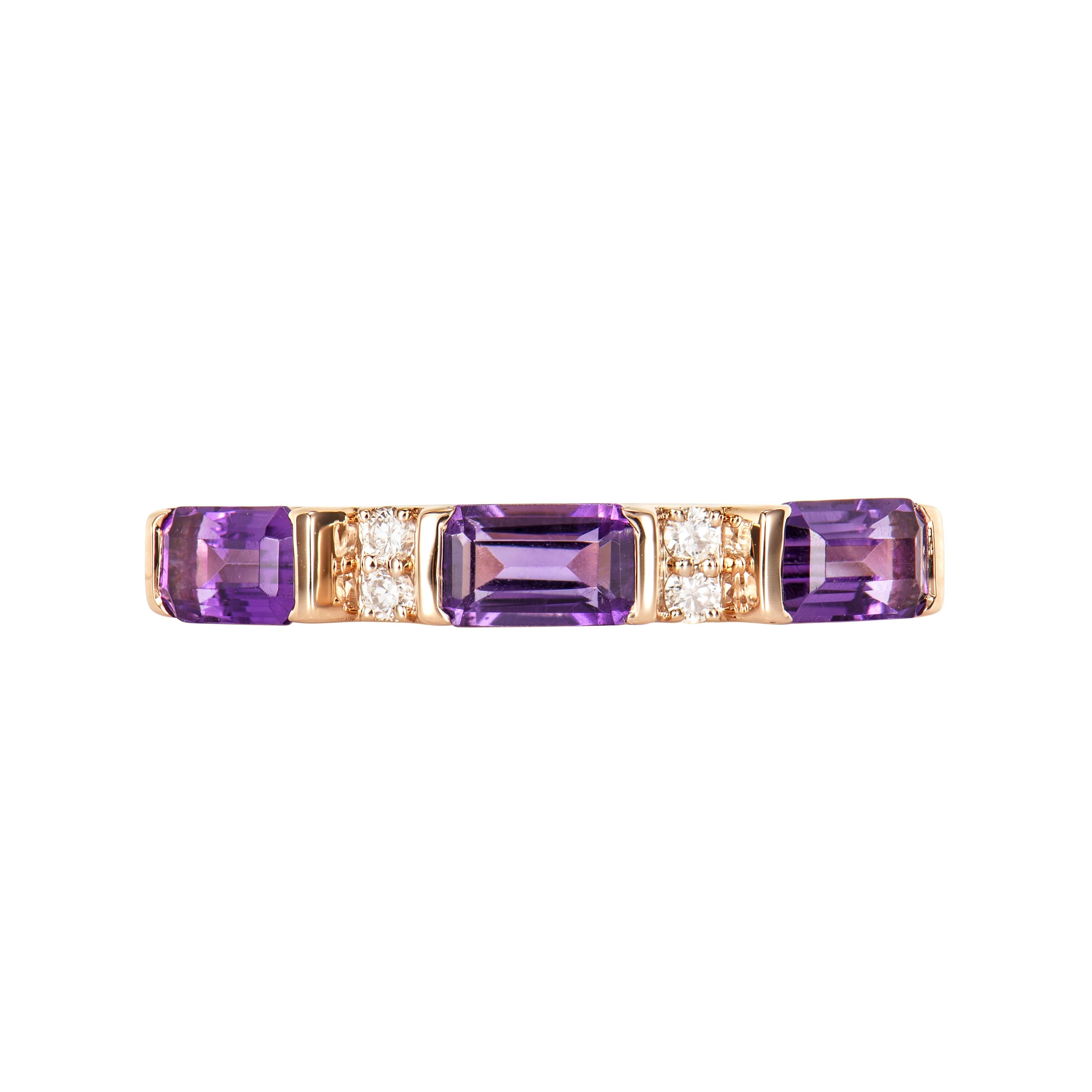 Contemporary Sunita Nahata Amethyst 0.78ct. Fancy Ring in 18KRG with Diamond For Sale