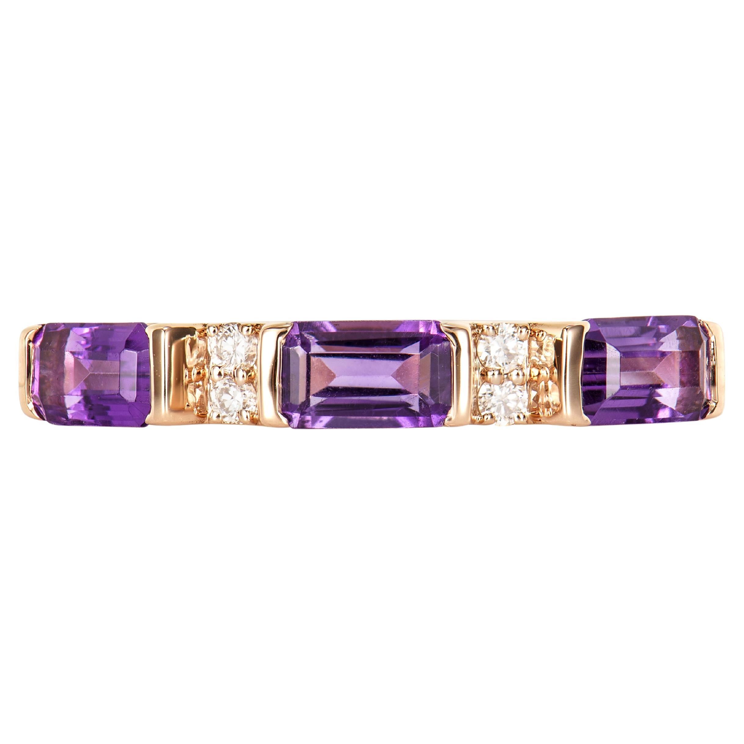 Sunita Nahata Amethyst 0.78ct. Fancy Ring in 18KRG with Diamond