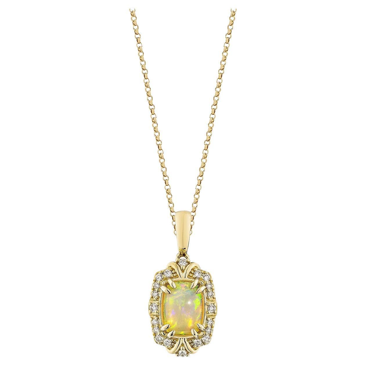 Sunita Nahata Opale éthiopienne 0.80 carats. Pendentif en 14KYG avec diamant.