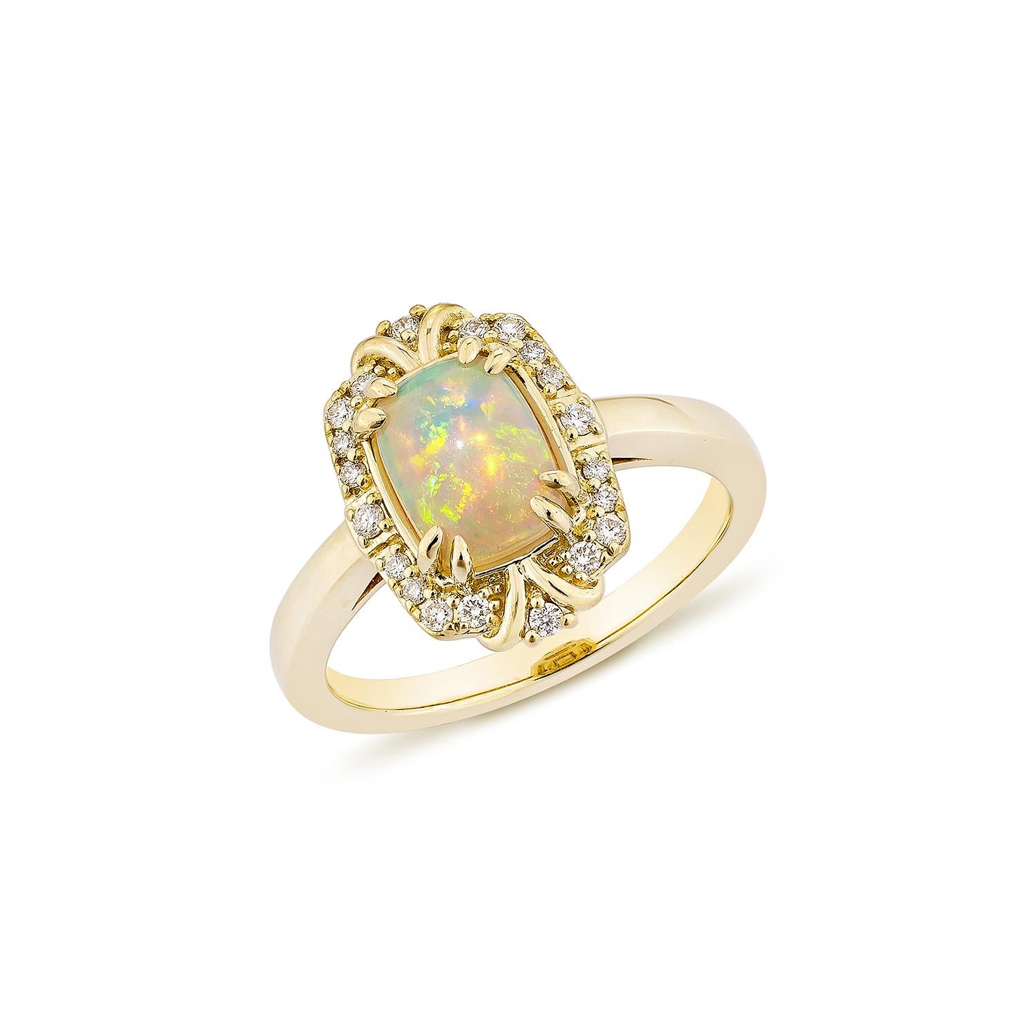 Sunita Nahata Äthiopischer Opal, 0.85 Karat. Fancy Ring in 14KYG mit weißem Diamant. (Zeitgenössisch) im Angebot