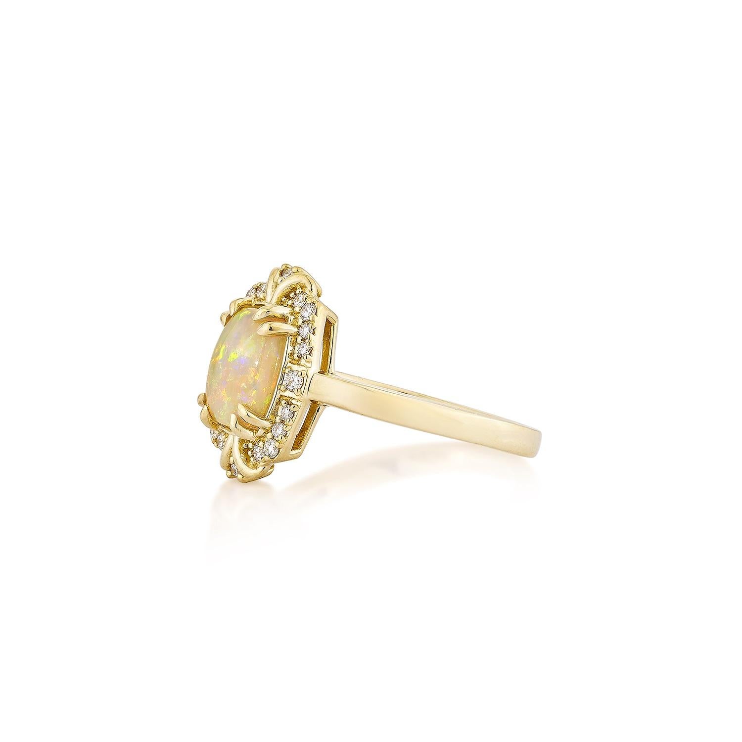 Sunita Nahata Äthiopischer Opal, 0.85 Karat. Fancy Ring in 14KYG mit weißem Diamant. (Ovalschliff) im Angebot