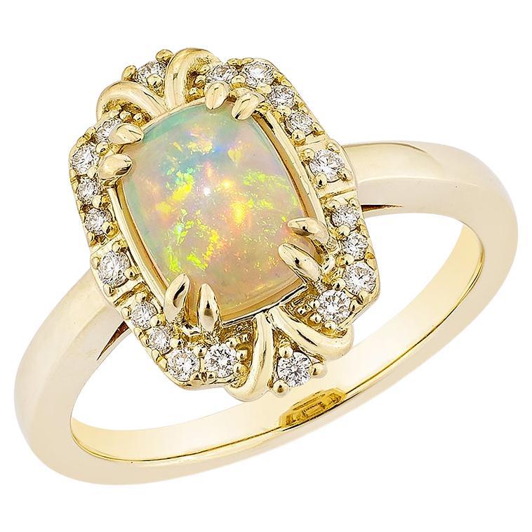 Sunita Nahata Ethiopian Opal 0.85ct. Fancy Ring in 14KYG with White Diamond.