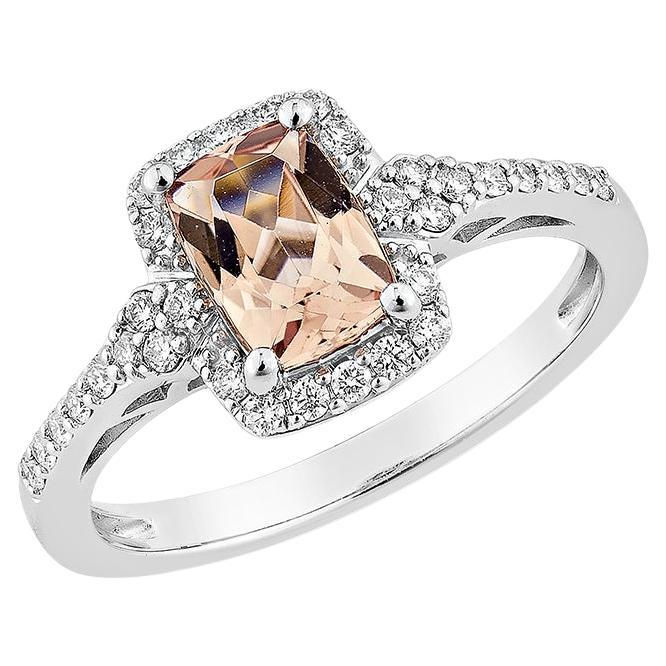 Sunita Nahata Pink Morganite 0.85ct. Fancy Ring in 18KWG with Diamond.