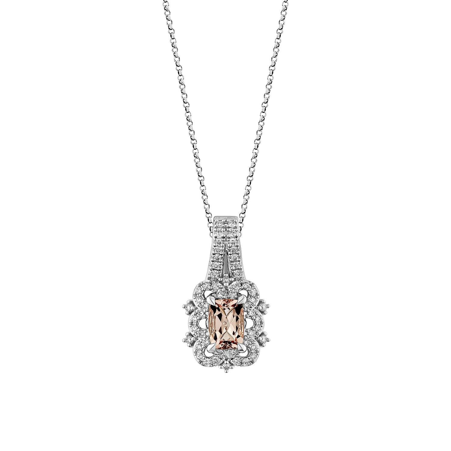 Contemporaneo Morganite rosa Sunita Nahata 0.85ct. Ciondolo in 18KWG con diamante Whiting. in vendita