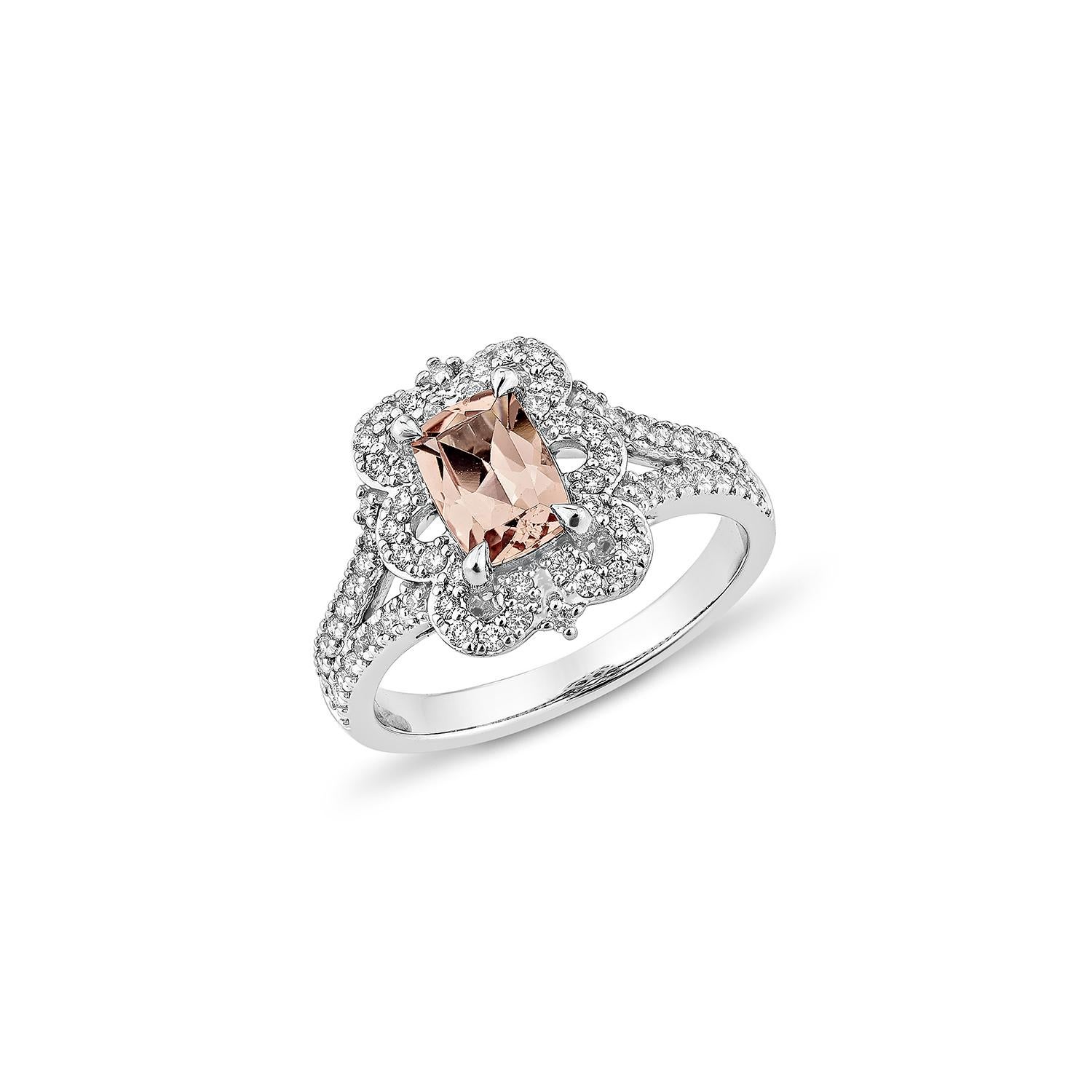 Sunita Nahata Rosa Morganit 0.87 Karat. Fancy Ring aus 18KWG mit Diamant. (Zeitgenössisch) im Angebot
