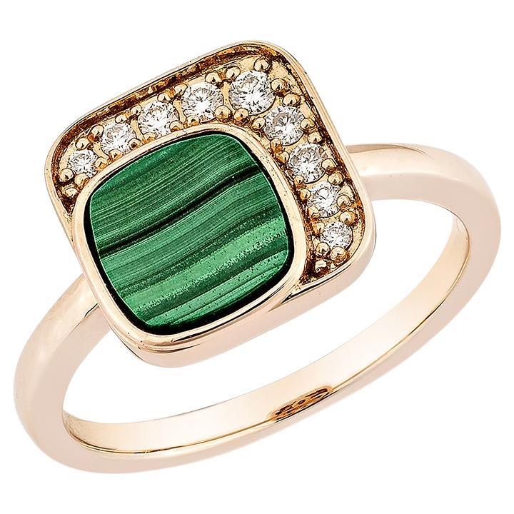 Sunita Nahata Malachite 0.88ct. Fancy Ring in 18KRG with Diamond. For Sale