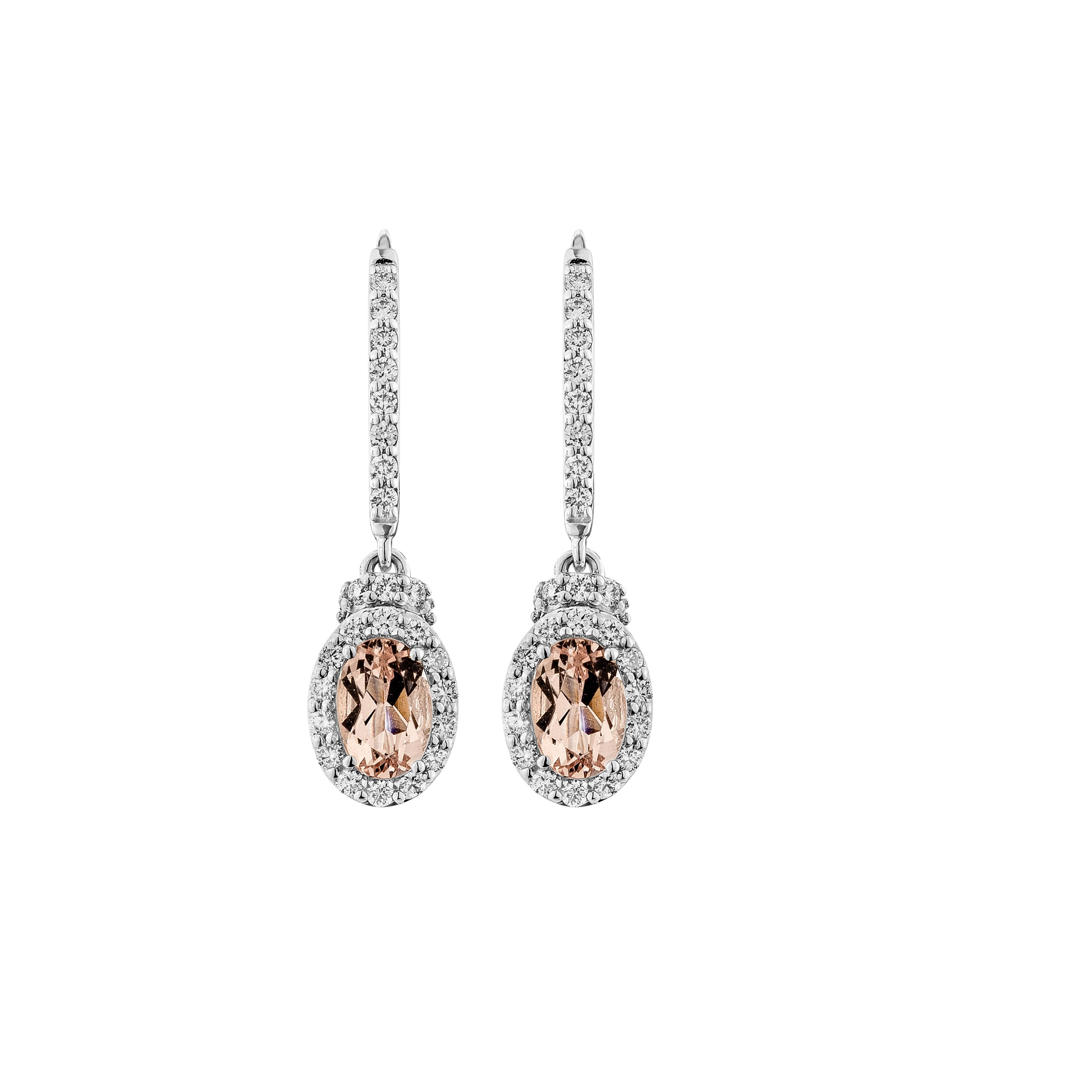 Contemporaneo Morganite rosa Sunita Nahata 0,89ct. Orecchini in 18KWG con diamante. in vendita