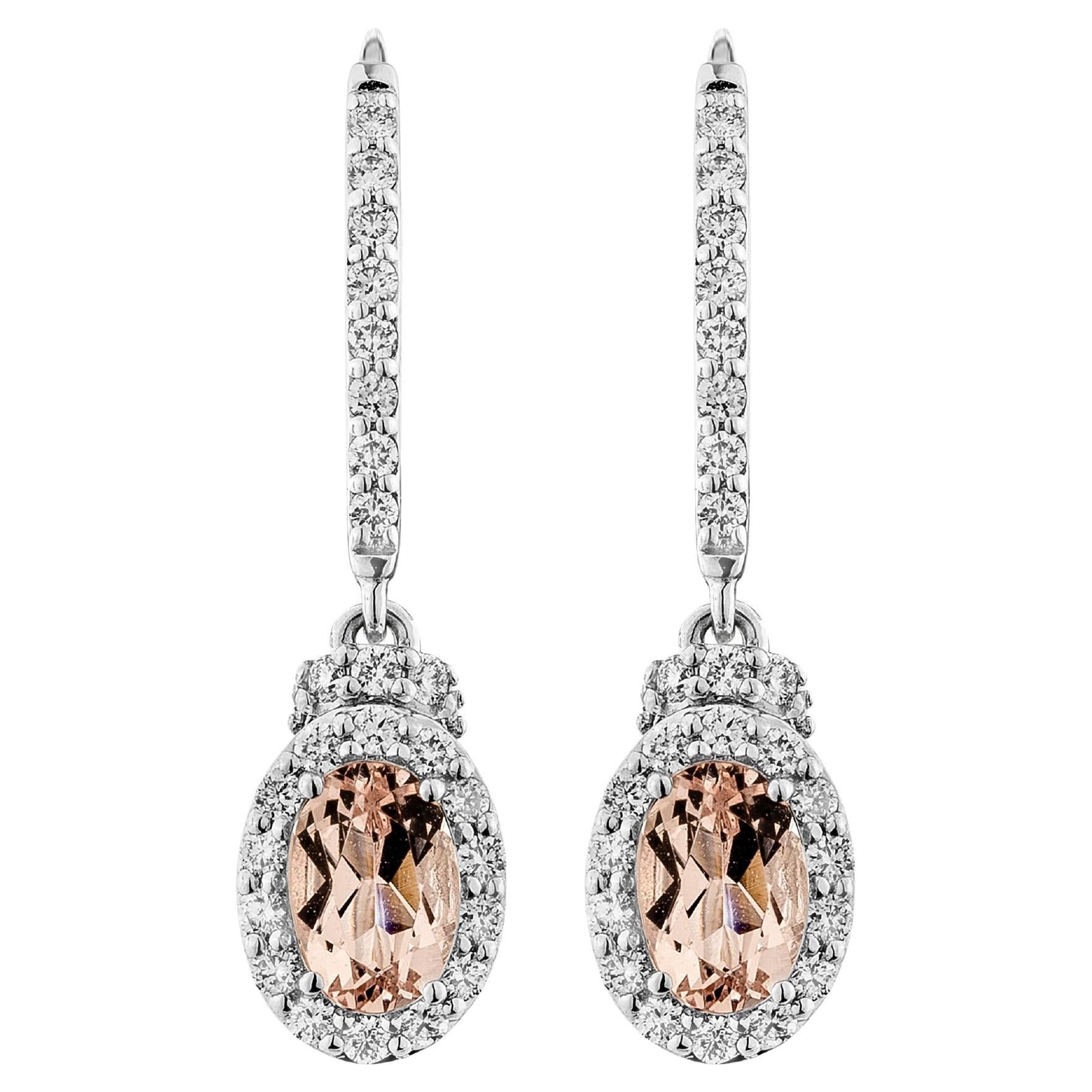 Sunita Nahata Morganita rosa 0,89 ct. Pendientes en 18KWG con Diamante.