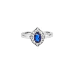Sunita Nahata Blue Sapphire 0.91ct. Ring in 18KWG with Diamond.