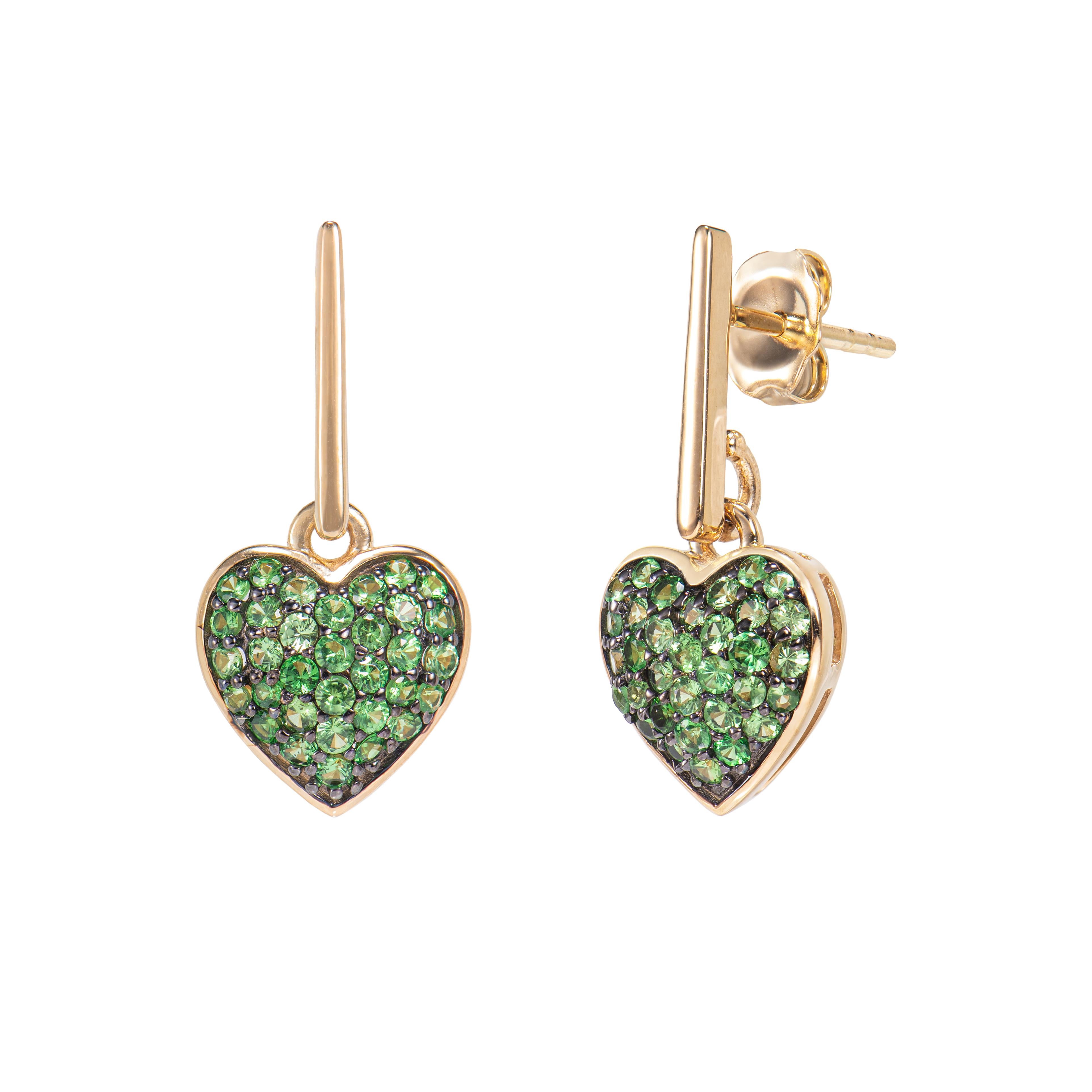 Taglio rotondo Sunita Nahata Tsavorite 0,91ct. Orecchini in oro rosa 14 carati. in vendita