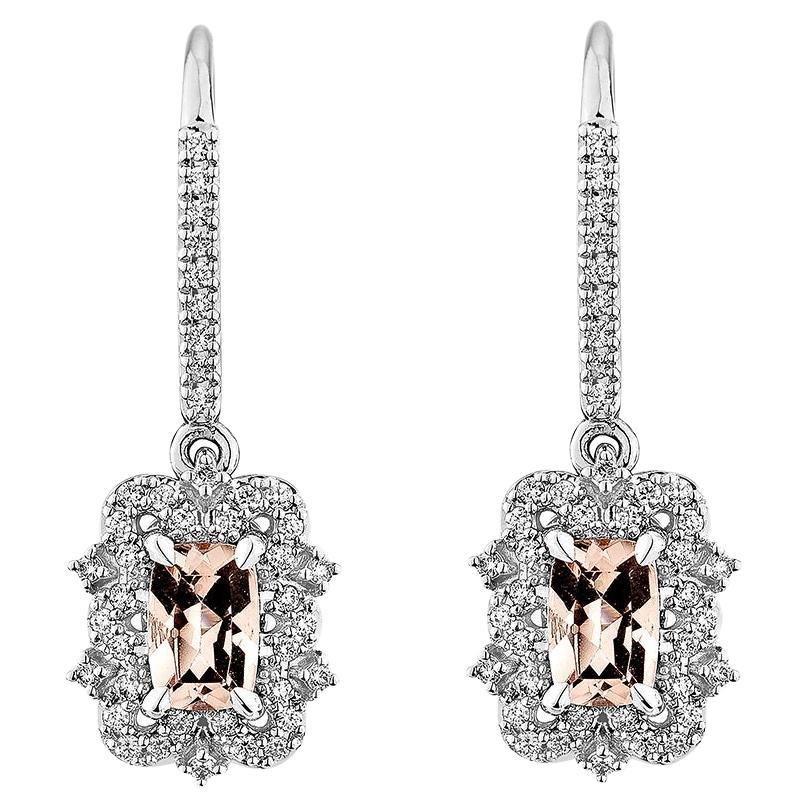 Sunita Nahata Pink Morganite 0.97ct. Earrings in 18KWG with Diamond. For Sale