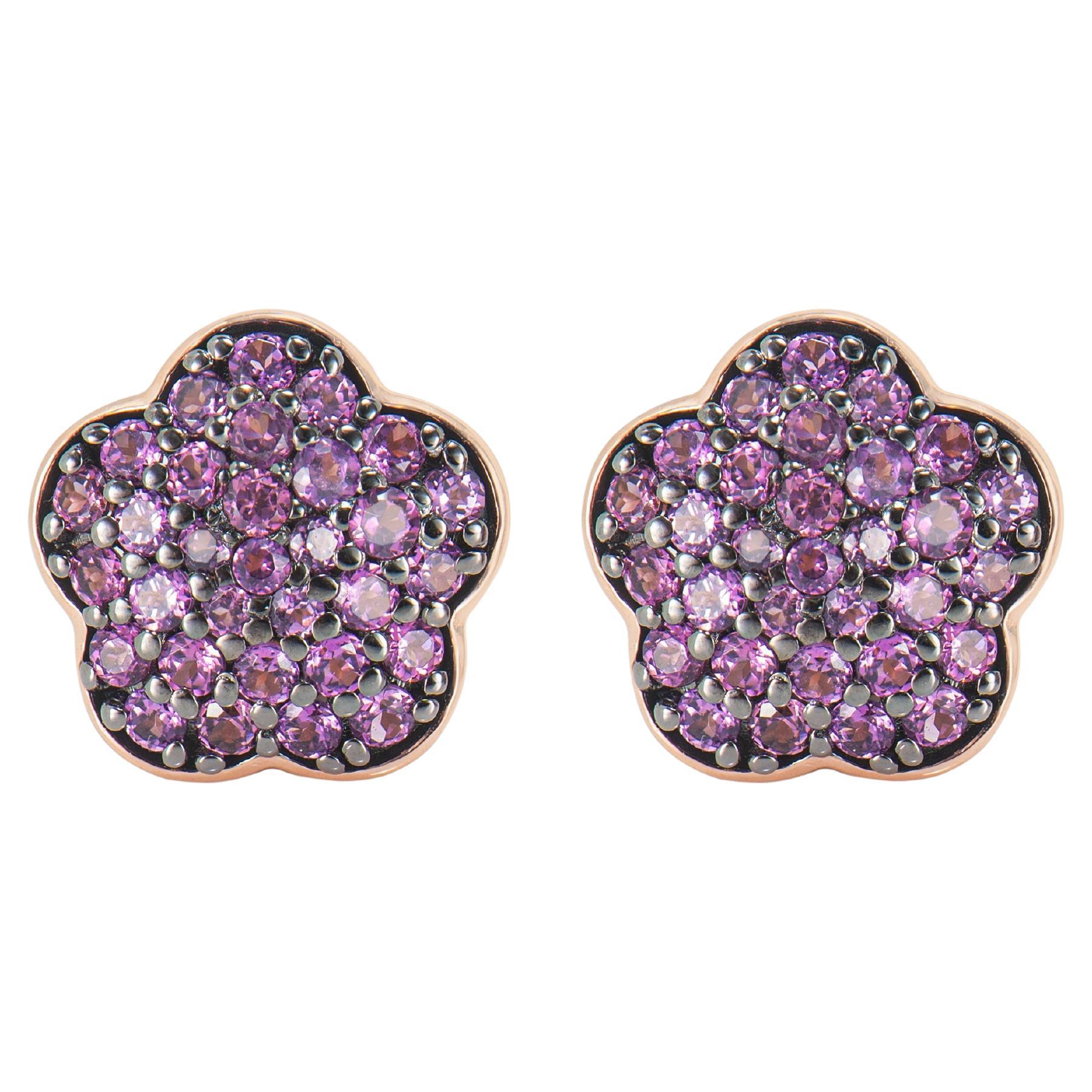 Sunita Nahata Rhodolite 1.00ct. Drop Earring in 14Karat Rose Gold.
