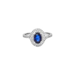 Sunita Nahata  Blue Sapphire 1.02ct. Ring in 18KWG with Diamond.