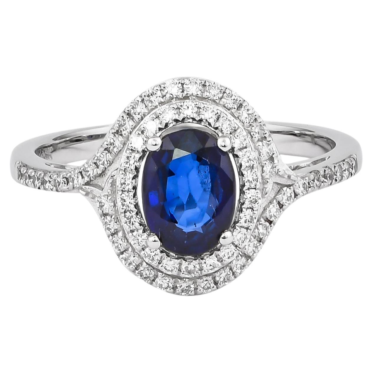 Sunita Nahata  Blue Sapphire 1.02ct. Ring in 18KWG with Diamond.