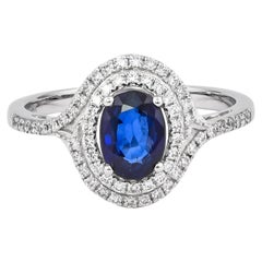Sunita Nahata  Blue Sapphire 1.02ct. Ring in 18KWG with Diamond.