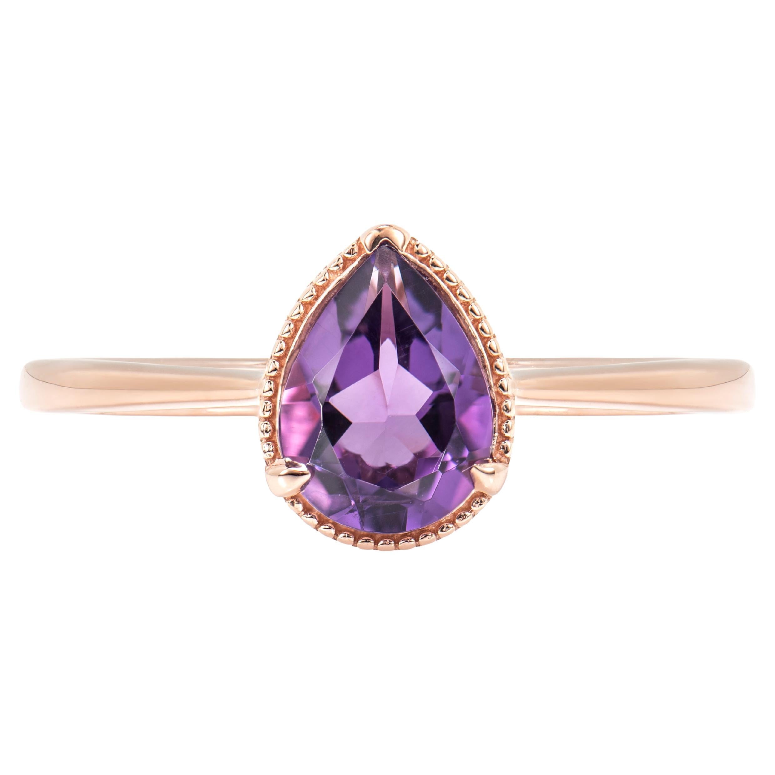 Sunita Nahata Amatista 1.02ct. Anillo de fantasía en oro rosa de 14 quilates.