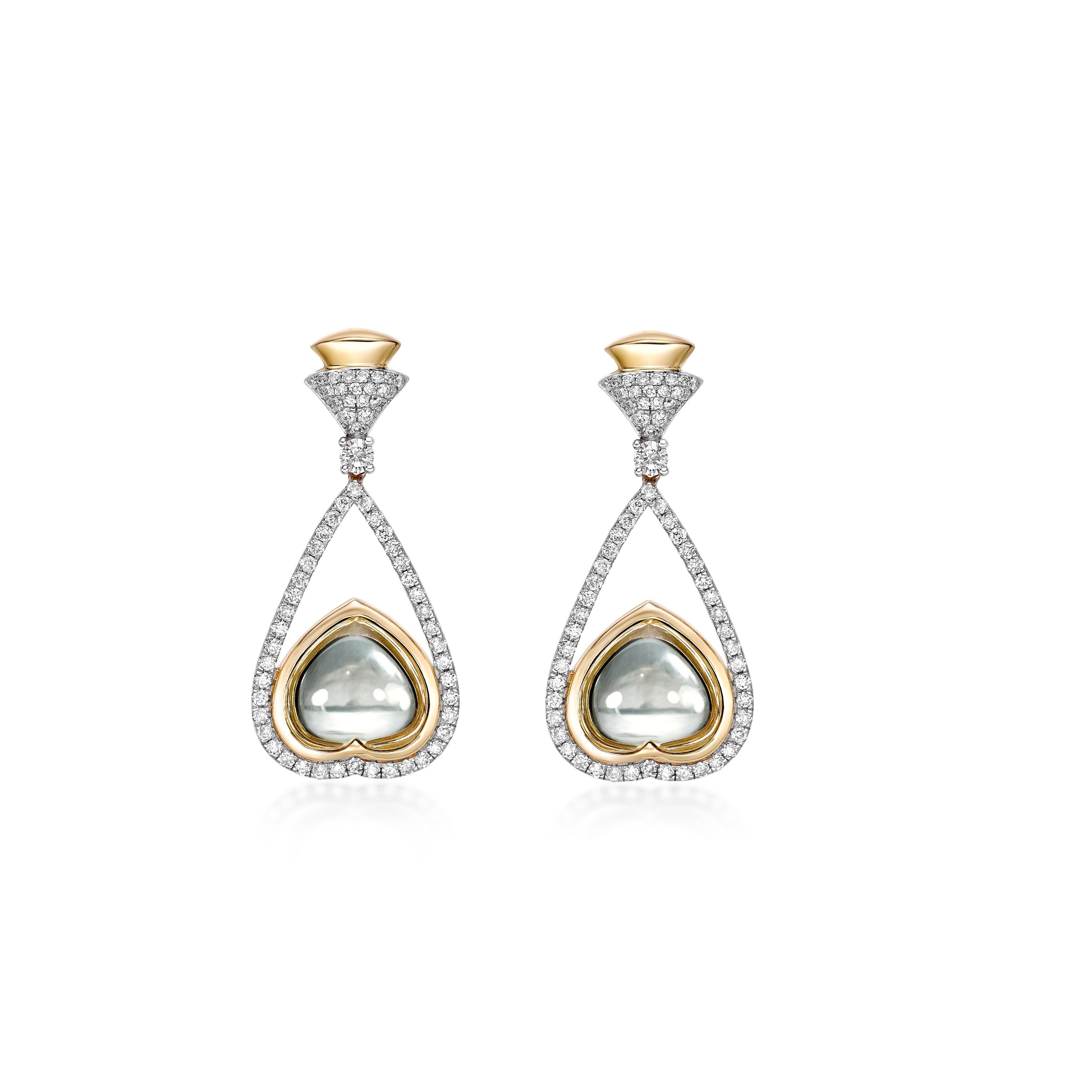 Contemporary Sunita Nahata Lemon Quartz 10.20ct. Drop Earrings in 18KYG with Diamond. For Sale