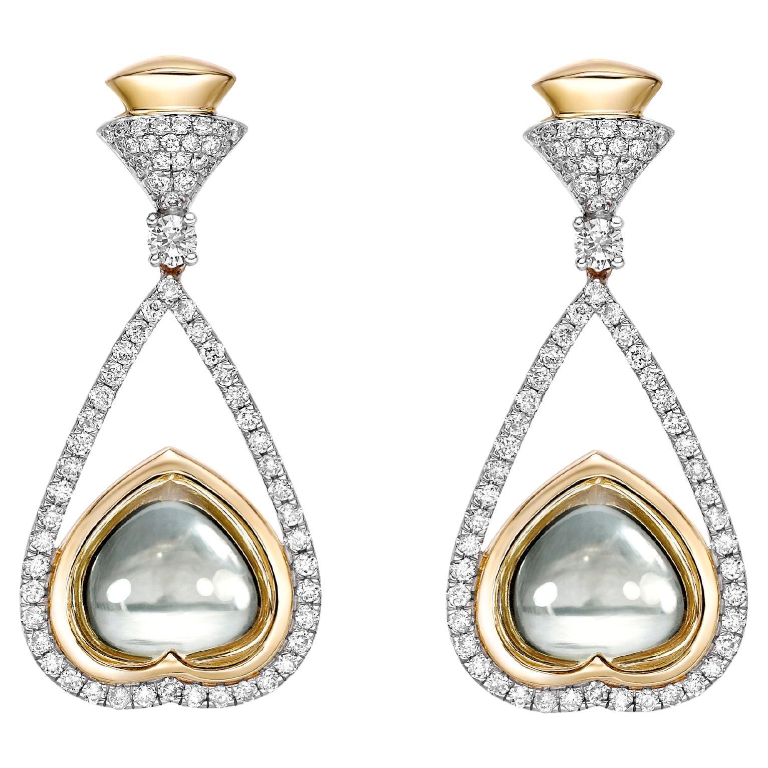 Sunita Nahata Lemon Quartz 10.20ct. Drop Earrings in 18KYG with Diamond.
