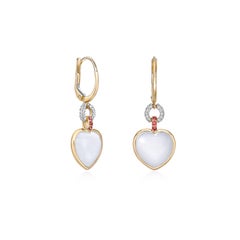 Sunita Nahata Weißer Mondstein & Saphir 10,25ct. Ohrringe aus 18KYG mit Diamanten