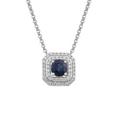 Sunita Nahata Zafiro azul 1.04ct. Colgante en 18KWG con Diamante.