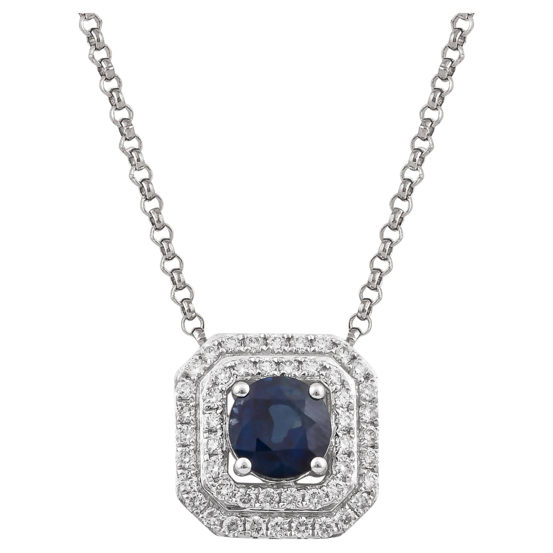 Sunita Nahata Blue Sapphire  1.04ct. Pendant  in 18KWG with Diamond.