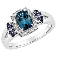 Sunita Nahata Blue Topaz 1.04ct. Fancy Ring in 14KWG with sapphire & Diamond.