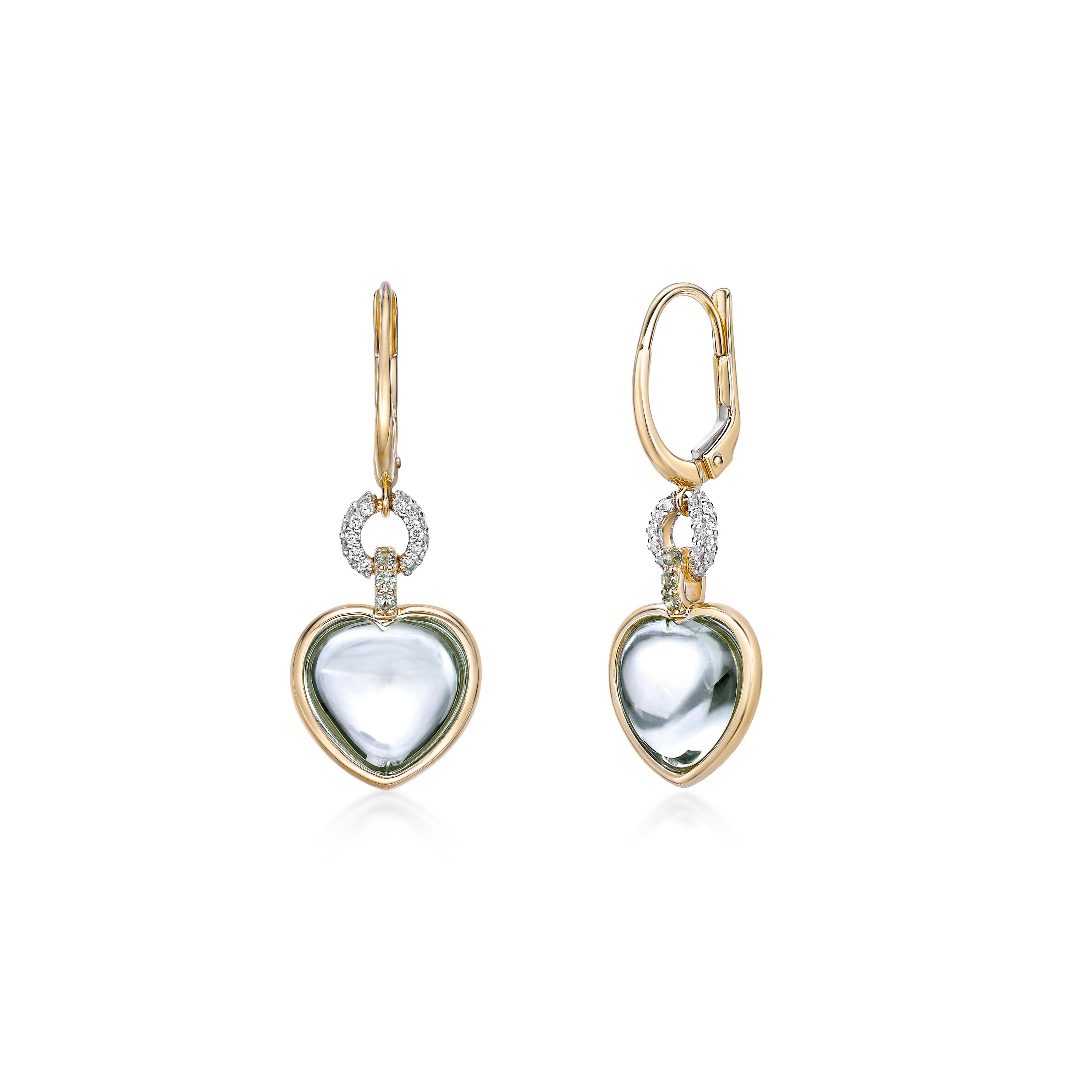 Cuore Sunita Nahata Quarzo Menta e Zaffiro 10,41ct. Orecchino in 18KYG con diamante. in vendita