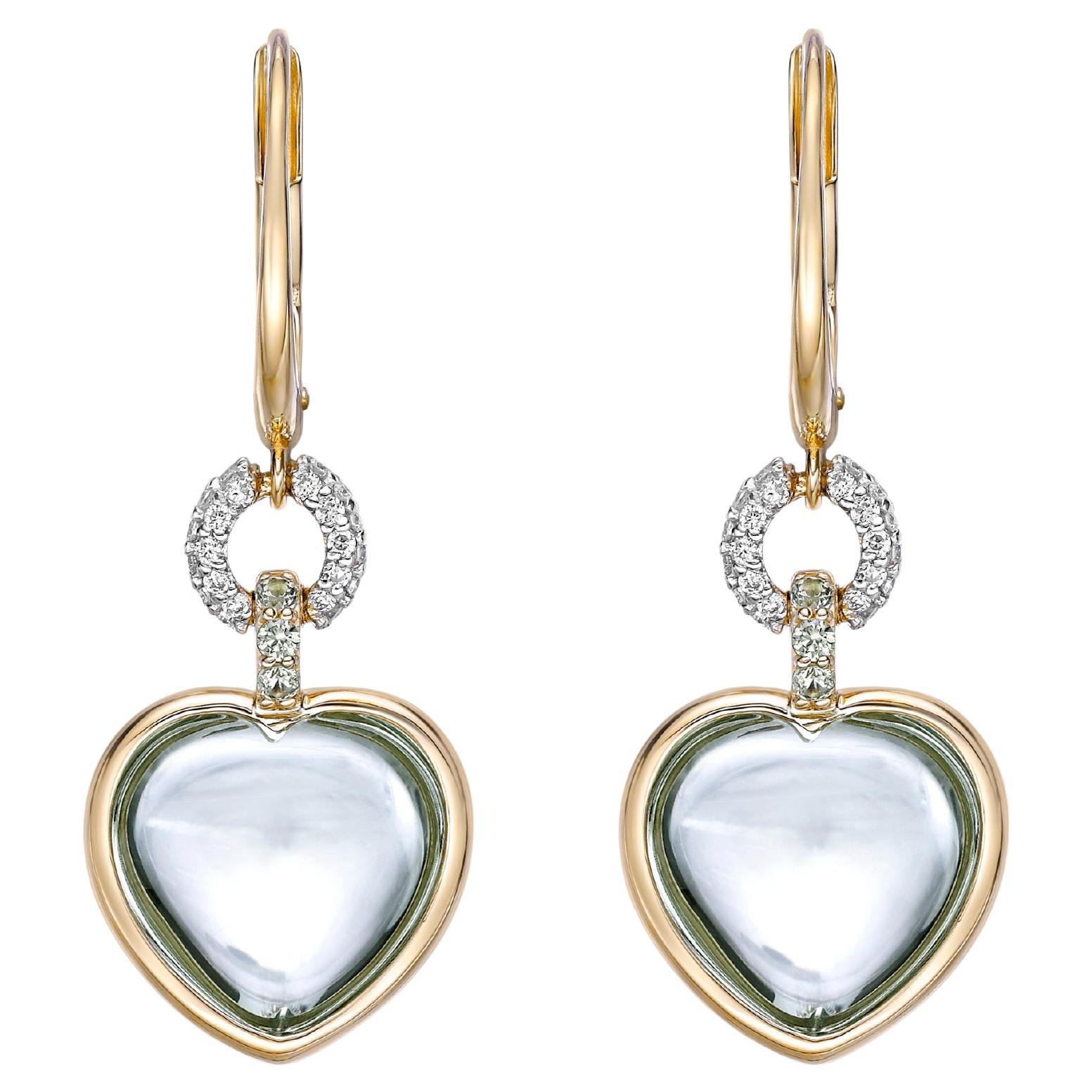Sunita Nahata Cuarzo menta y zafiro 10,41ct. Pendiente en 18KYG con Diamante.