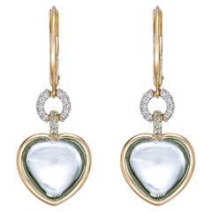 Sunita Nahata, quartz menthe et saphir 10,41 carats Boucle d'oreille en 18KYG avec diamant.