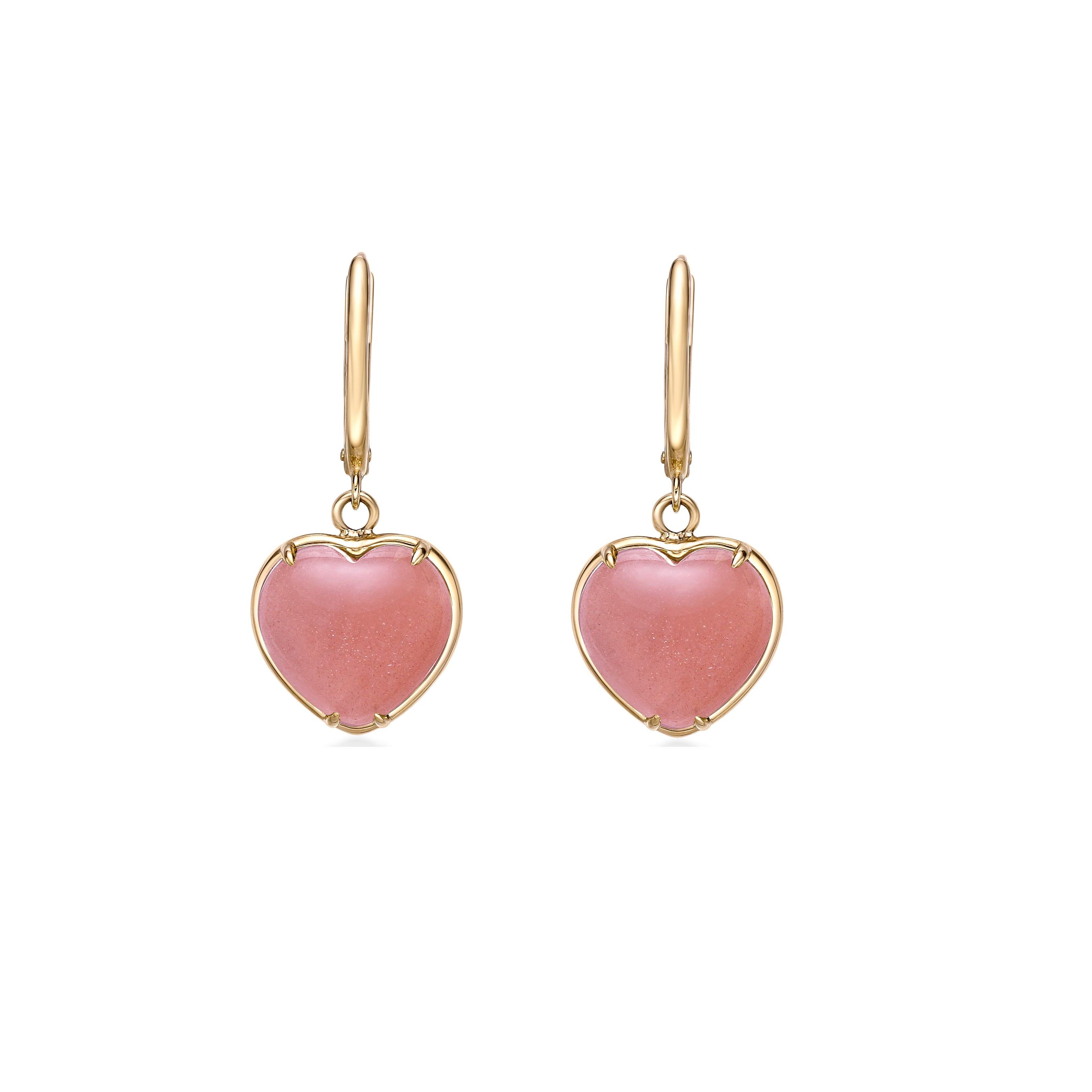 Contemporain Sunita Nahata Pierre de lune orange 10,41ct. Boucles d'oreilles en or jaune 18 carats. en vente