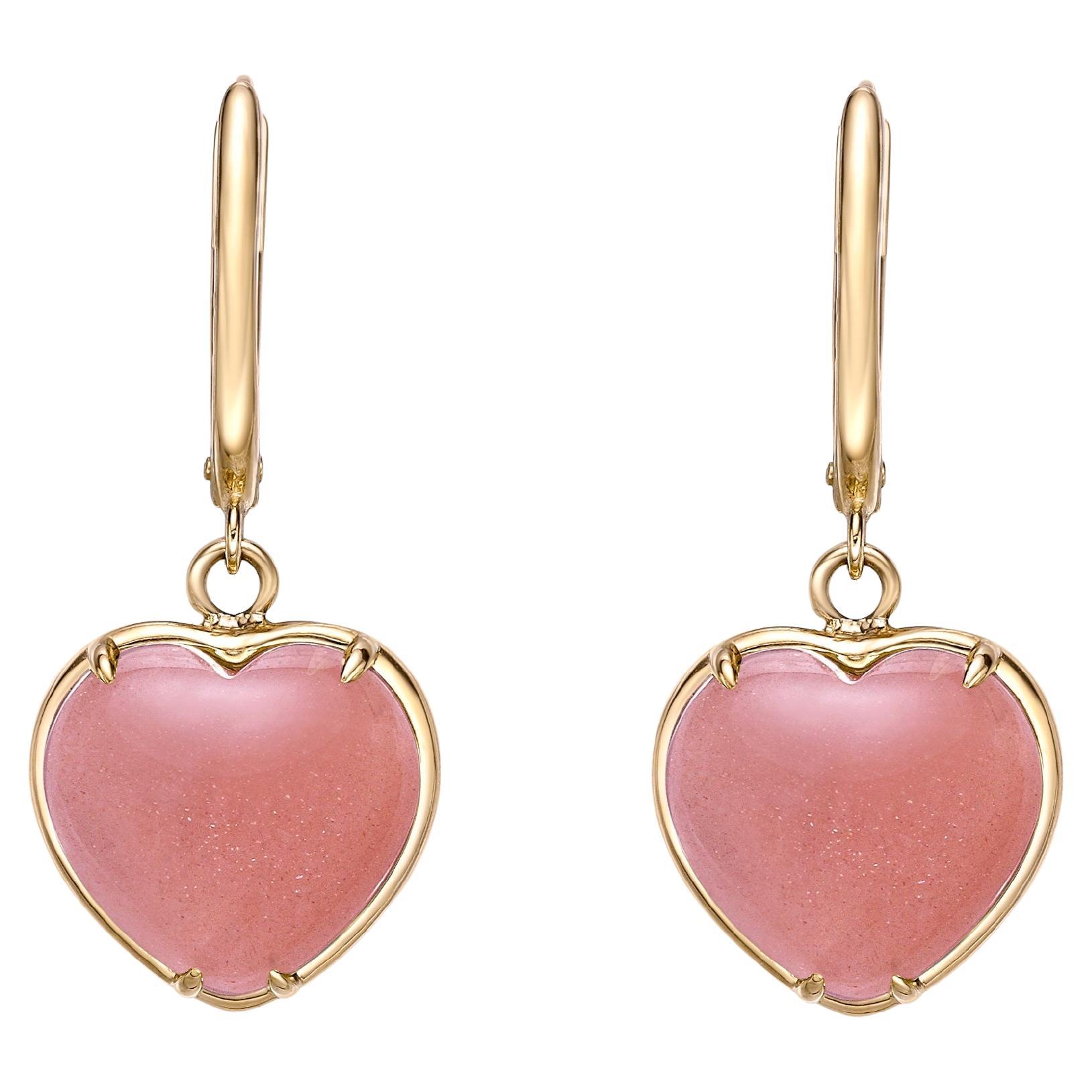 Sunita Nahata Piedra de luna naranja 10,41ct. Pendientes de oro amarillo de 18 quilates.