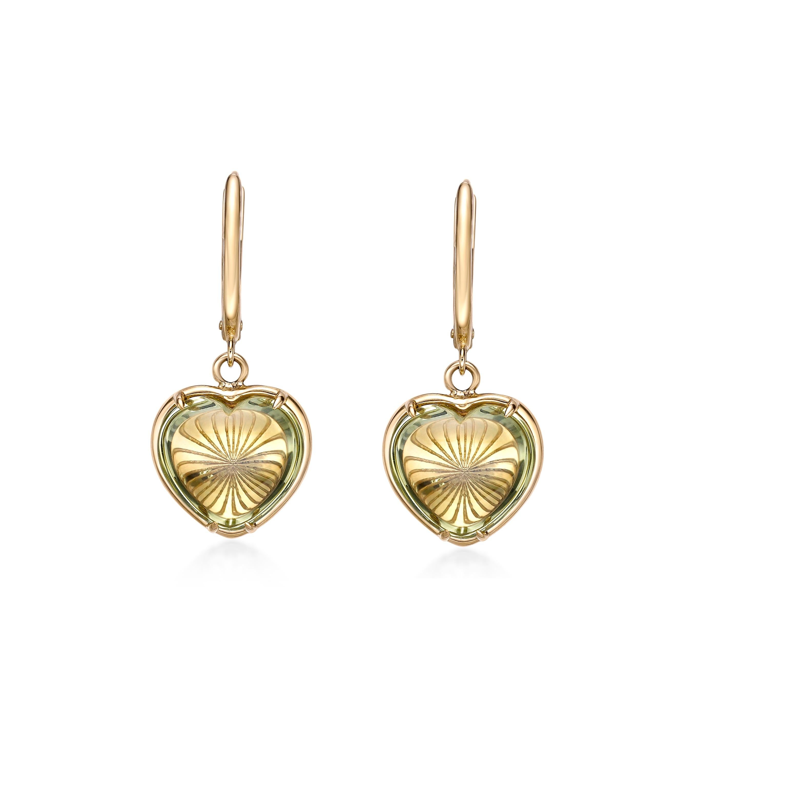 Contemporary Sunita Nahata Lemon Quartz 10.43ct. Drop Earrings in 18Karat Yellow Gold. For Sale