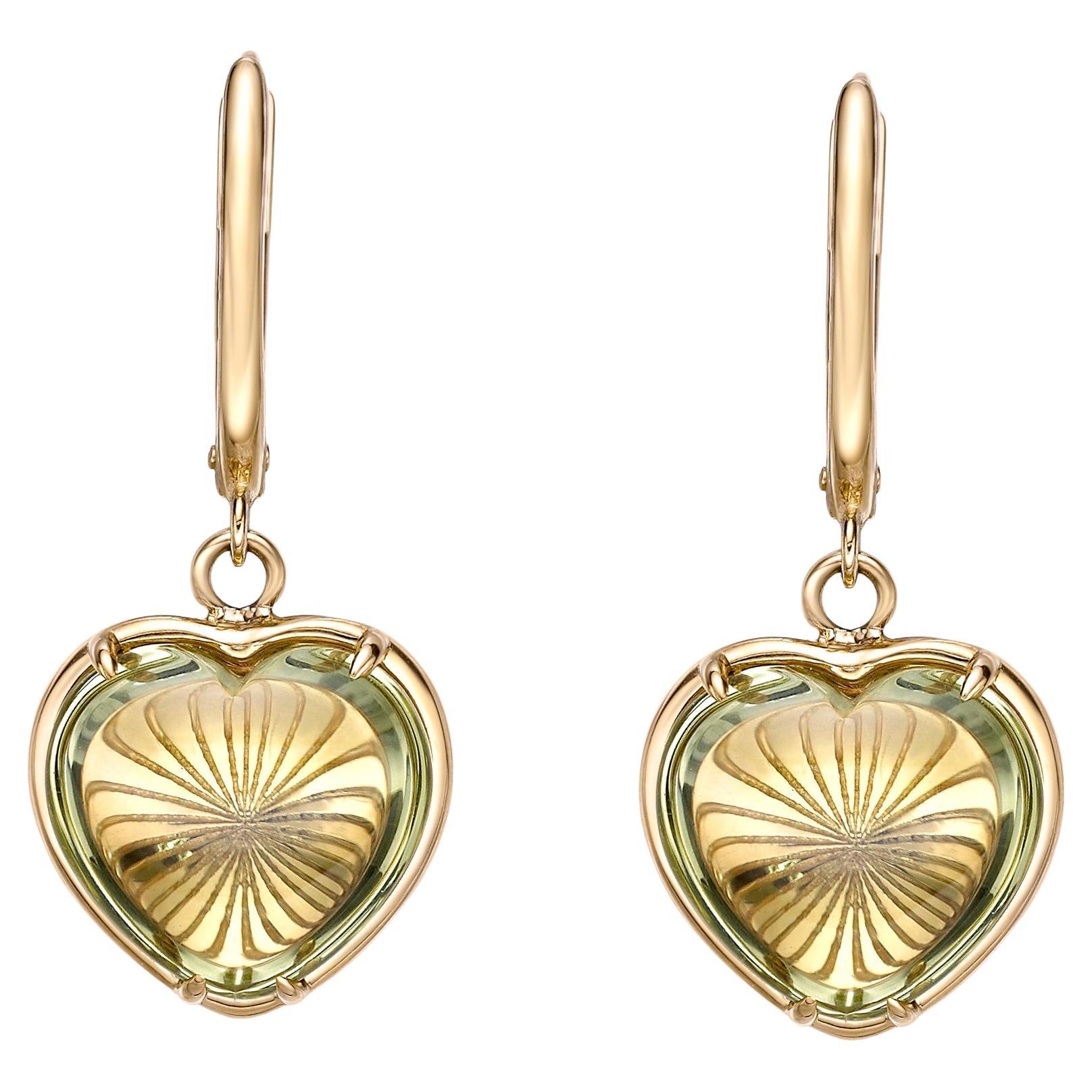Sunita Nahata Lemon Quartz 10.43ct. Drop Earrings in 18Karat Yellow Gold.