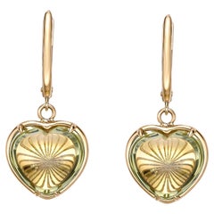 Quarzo limone Sunita Nahata 10,43ct. Orecchini a goccia in oro giallo 18 carati.