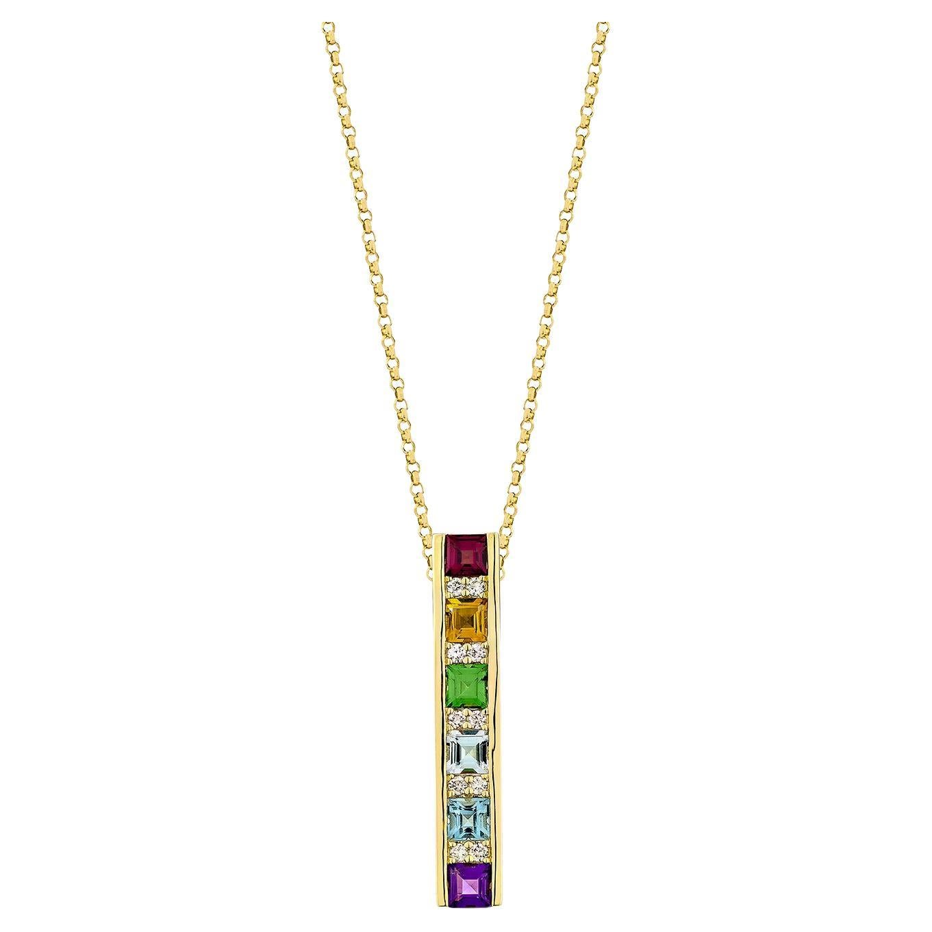 Sunita Nahata Rainbow Gemstones 1.05ct. Pendant in 18KYG with Diamond.
