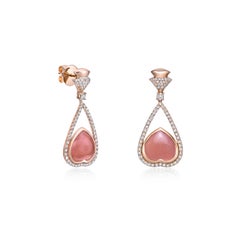 Sunita Nahata Orange Moonstone 10.51ct. Drop Earrings in 18KRG with Diamond.