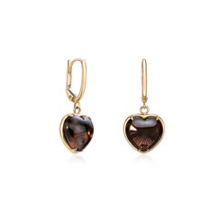 Sunita Nahata Smokey Quartz 10.55ct. Drop Earrings in 18Karat Yellow Gold.