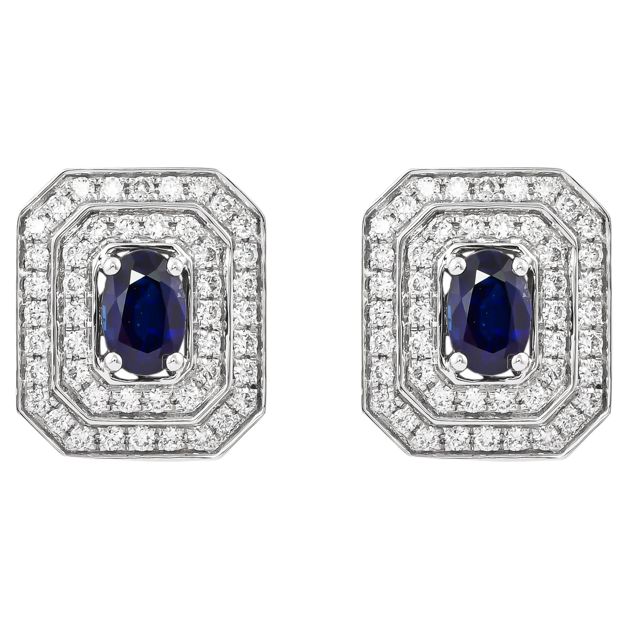 Sunita Nahata Blauer Saphir 1.06ct. Ohrstecker aus 18 Karat Weißgold