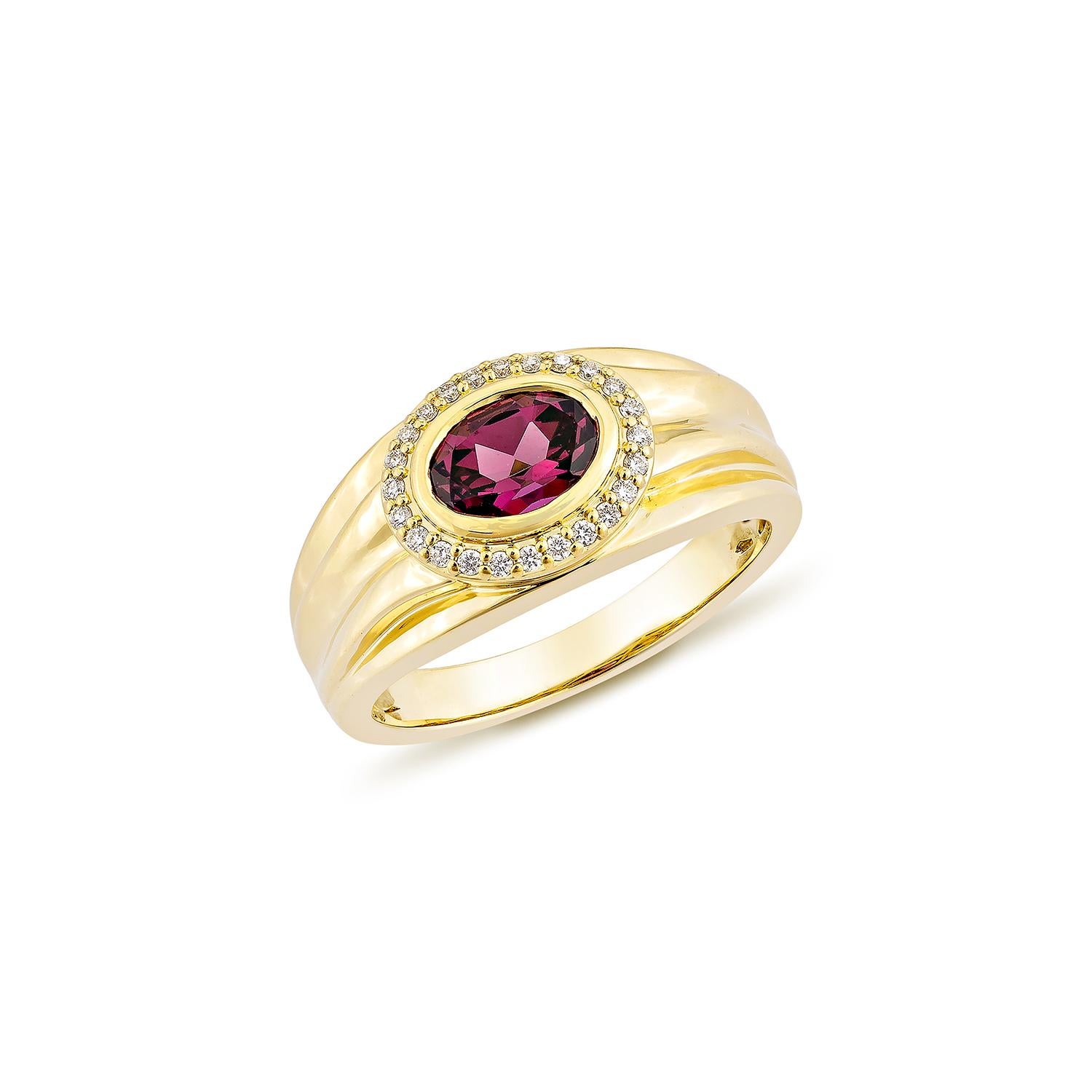 Sunita Nahata Rhodolith 1.06ct. Fancy Ring aus 18KYG mit weißem Diamant. (Zeitgenössisch) im Angebot