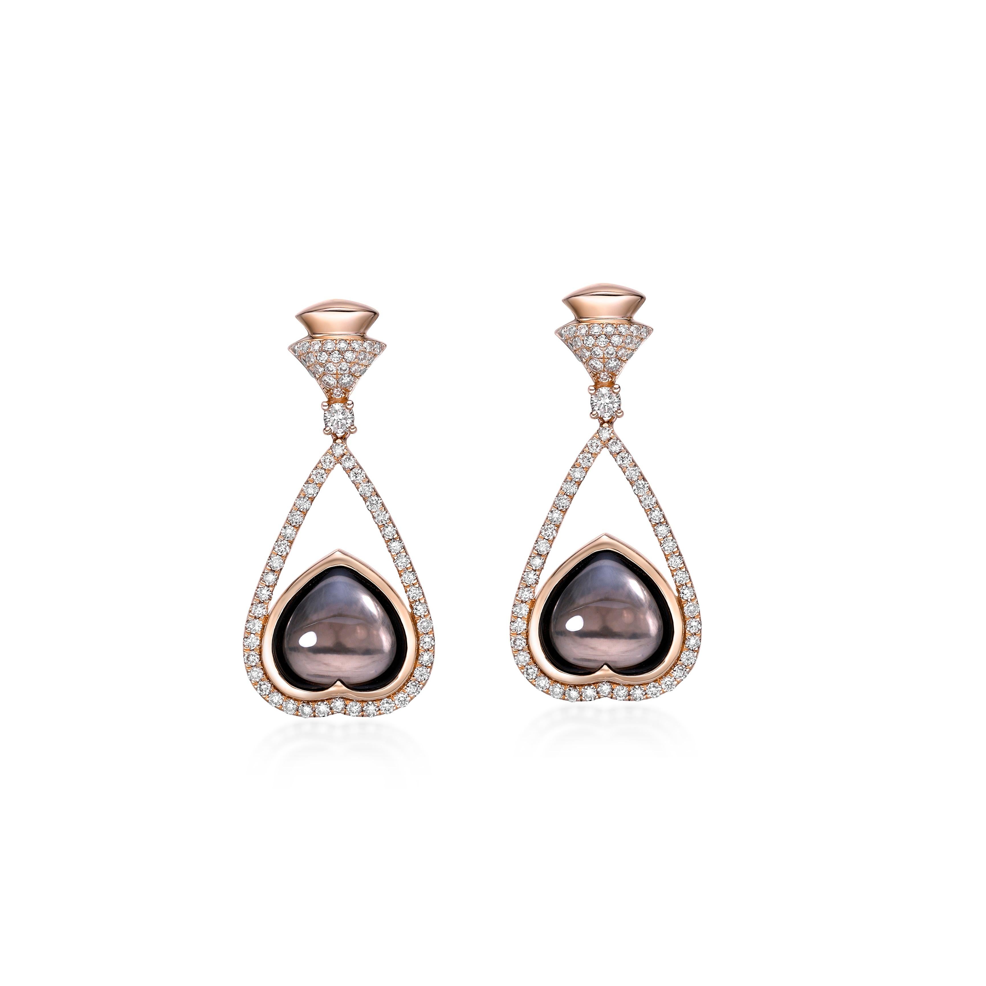 Contemporaneo Quarzo fumé Sunita Nahata 10,75ct. Orecchini a goccia in 18KRG con diamante. in vendita