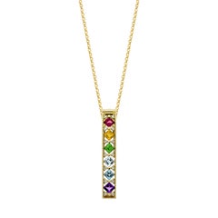 Sunita Nahata Rainbow Gemstones 1.11ct. Pendant in 18KYG with Diamond.