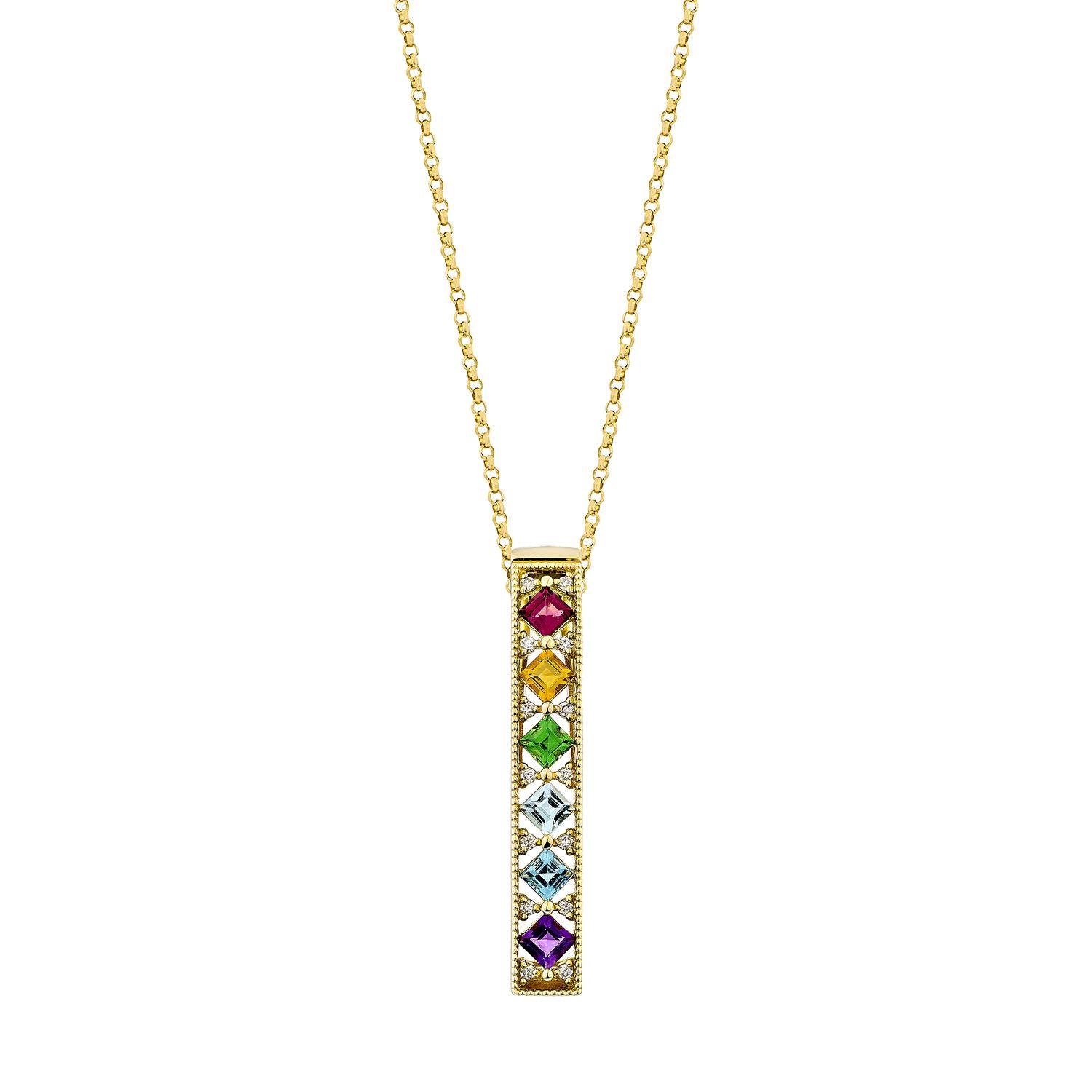 Contemporaneo Gemme arcobaleno Sunita Nahata 1.11ct. Ciondolo in 18KYG con diamante. in vendita