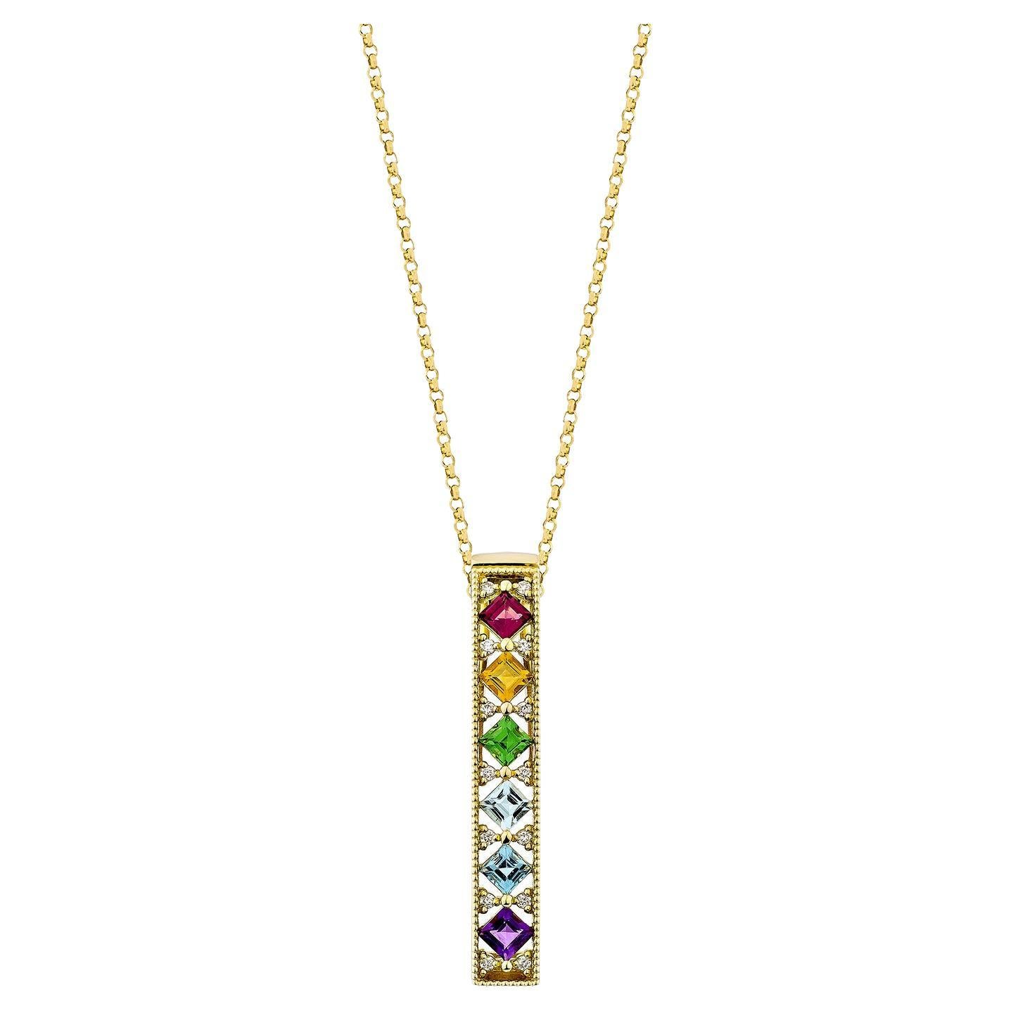 Sunita Nahata Rainbow Gemstones 1.11ct. Pendant in 18KYG with Diamond.