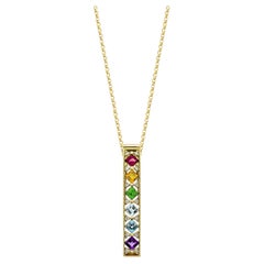 Sunita Nahata Rainbow Gemstones 1.11 carats Pendentif en 18 carats avec diamants.