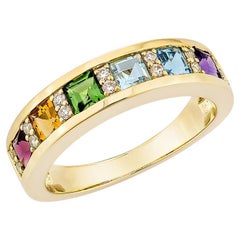 Sunita Nahata Rainbow Gemstone 1.12ct. Ring in 18KYG with White Diamond.