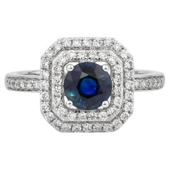 Sunita Nahata Blue Sapphire 1.16ct. Fancy Ring in 18KWG with Diamond.
